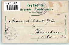 4112 Flüh 1896 BOAKC Lithographie Flühn Gasthaus Bäckerei Alph. Nussbaumer Ruine Landskron Mariastein Gebrauchsspuren, bitte Scan genau beachten!