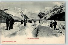 Morteratschgletscher 1906 - Wanderer im Schnee