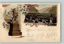 6460 Altdorf UR 1898 Lithographie Gruss aus - Tell Denkmal