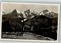 Niesen Foto AK Fernrohr Niesen - Kulm Blick auf Jungfrau