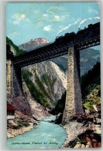 6474 Amsteg Foto AK Eisenbahn Gottharddbahn Viadukt