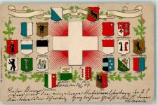 1904 Prägedruck Schweizer Kantonwappen verlag Guggenheim Patriotik Schweiz