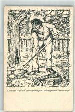 Künstlerkarte Vermögensabgabe Sparstrumpf vergraben