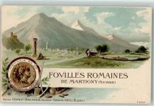 1920 Martigny Lithographie Fovilles Romaines Kirche La Basilique Amphitheater