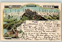 6410 Rigi Kulm 1904 Lithographie Schreibers Hotel Hotel Pension Rigi-Staffel
