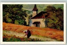 3655 Sigriswil Künstlerkarte Kirche Kornfeld Ernst Stückelberg