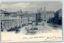 8000 Zürich - Lifaßsäule, Bahnhofplatz, Bahnhof, Straßenbahn, Kutsche, Polytechnikum