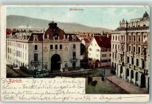 8000 Zürich 1903 Gebrauchsspuren Paradeplatz Straßenbahn