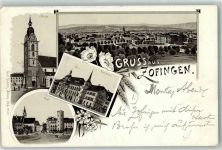 4800 Zofingen 1896 Lithographie Kirche Rathaus Post Verlag Künzli Nr 201
