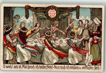 1920 Gebrauchsspuren Völkerbundreigen Tracht Lithographie