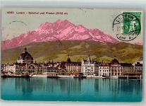 6000 Luzern Lucerne 1912 Foto AK Bahnhof Pilatus Briefmarke bildseitig