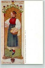 3000 Bern Berne - Trachtenmädchen Bern Meiringen Pfeilersfigur im Kornhauskeller