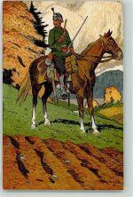 1914 Künstlerkarte Occupation des Frontieres Kavalerie Uniform sign. Moos Ort lt. Verlag