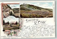 1450 Ste-Croix 1898 Lithographie Bergbahn Pension Junod Waldner