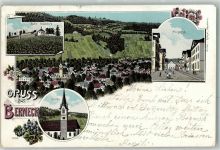 9442 Berneck 1902 Lithographie Ruine Rosenburg Neugasse Kirche