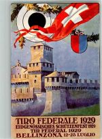 6500 Bellinzona Gebrauchsspuren Schützenfest 1929 Sonderstempel beschnitten