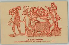 6377 Seelisberg 1919 Künstlerkarte Festgruß Jahresversammlung Historischer Verein für Volkskunde Holzschnitt Tiere vermenschlicht