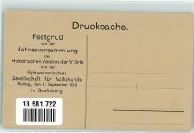 6377 Seelisberg 1919 Künstlerkarte Festgruß Jahresversammlung Historischer Verein für Volkskunde Holzschnitt Tiere vermenschlicht