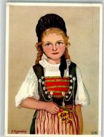 8200 Schaffhausen Sciaffusa Foto AK sign. Riggenbach Tracht Mädchen