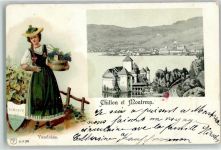 1820 Veytaux 1903 Prägedruck Vaudoise Tracht Schloss Chillon u. Montreux Wappen