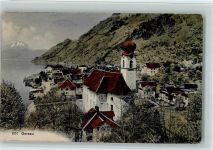 6442 Gersau 1906 - Partie bei der Kirche, Blick zum See