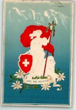 1907 Prägedruck Helvetia Cavallerie Rekrutenschule IV Patriotik Schweiz