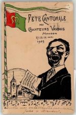 1510 Moudon 1905 Lithographie Kantonsfest 1905