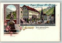 6460 Altdorf UR BOAKC Hotel schwarzer Löwen F. M. Arnold Tell Denkmal Lithographie