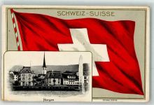 8810 Horgen 1911 Prägedruck Fahne Lithographie