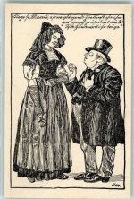 Bern Berne 1914 Künstlerkarte Landesausstellung Ungleiches Paar Frau in Berner Tracht sign. R.Münger Offizielle Künstlerpostkarte No.16