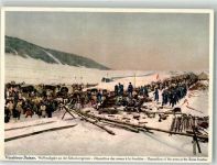 2126 Les Verrières Winterlithographie Grenze Waffenabgabe sign. Castres von Genf