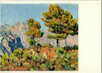 sign Werner Weber - Landschaft im Süden , sehr gute Erhaltung AK Pro Infirmis Schweiz 1944 Künstlerkarte