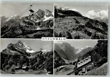 8784 Braunwald 1951 Foto AK Seilbahn Bergbahn