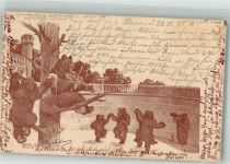3000 Bern Berne 1897 Lithographie / Künstlerkarte Tanzende Bären zur Musik einer Geige Tiere vermenschlicht