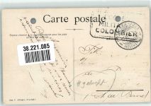 2117 La Côte-aux-Fées 1917 Gebrauchsspuren Wappen Kirche Nouvelle Maisaon d´École Feldpost gelocht