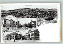 4104 Oberwil BL 1904 BOAKC Lithographie Schulhaus Dorfstraße Gasthaus Zum Schwanen Zur Krone