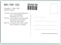 Gedenkmarken 100 Jahre Internationales Olympisches Komitee Pierre de Coubertin