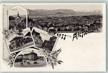 9450 Altstätten SG Lithographie Forstkapelle Bahnhof Hotel Drei König Marktgasse