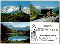 Simplonpass KEINE AK Hotel Simplon Blick Denkmal Informationskarte