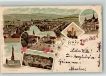 4800 Zofingen 1898 BOAKC Lithographie Rathaus Wartburg Säli Bahnhofplatz Thutbrunnen Schulhaus Verlag Künzli Nr 1464