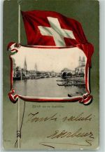 8000 Zürich 1902 - Zürich von der Quaibrücke Fahne Passepartout