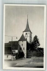 4132 Muttenz 1939 Foto AK Kirche Briefmarke Schweiz. Landes- Ausstellung 1939