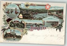 8590 Romanshorn 1899 Lithographie Hafen Schloss Mainau Schloss Friedrichshafen Bahnhof Hafen Rorschach Bodensee