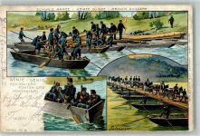 8213 Neunkirch 1902 Gebrauchsspuren sign. Sulzberger Uniform Pontonpioniere Lithographie Feldpost Bat. 61 Quartiermeister