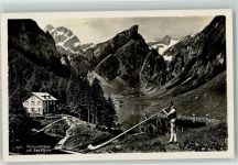 Seealpsee Foto AK Alphornbläser Foto Gross