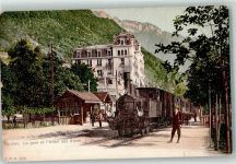 1820 Territet Gebrauchsspuren Bahnhof und Hotel der Alpen Eisenbahn