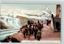 Gornergrat - Panorama de la Terrasse de l'Hotel Gornergrat Matterhorn Touristen Stempel Hotel Belvedere