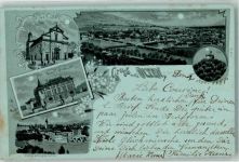 4600 Olten 1899 Lithographie / Mondschein Kirche Neues Postgebäude Altstadt Säli