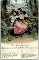 8722 Kaltbrunn 1907 Lithographie Tracht Liedtext