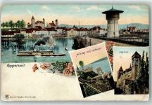 8640 Rapperswil SG 1907 Gebrauchsspuren Aufstieg zum Lindenhof Schloss Wasserturm Dampfer Ambulant 22.X.07 2350 No. 36